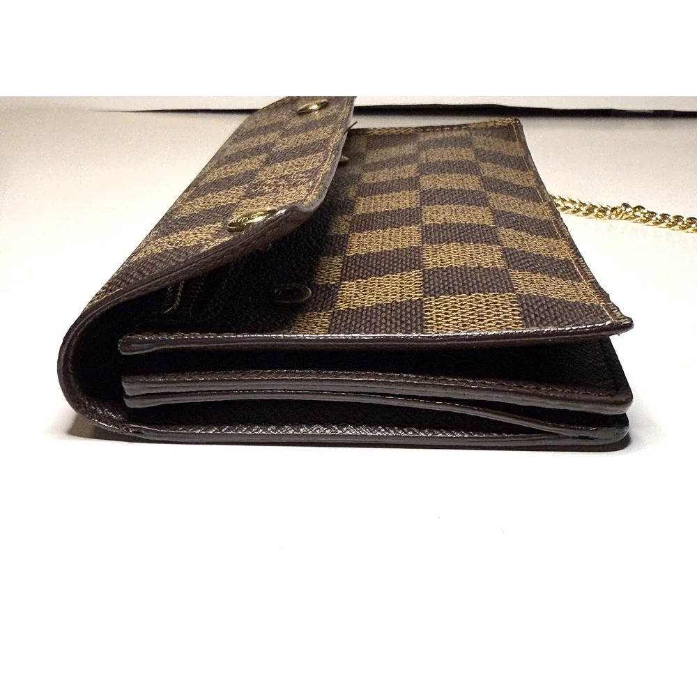 Louis Vuitton Ebene Damier Portefeuille Acordion Wallet Wristlet Authentic Bag